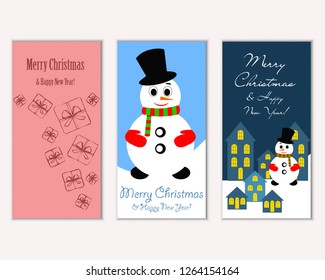 Vector illustration of winter holidays greeting cards