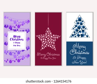 Vector illustration of winter holidays greeting cards