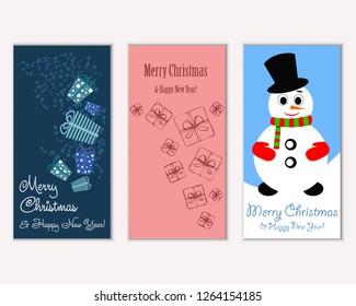Vector illustration of winter holidays greeting cards