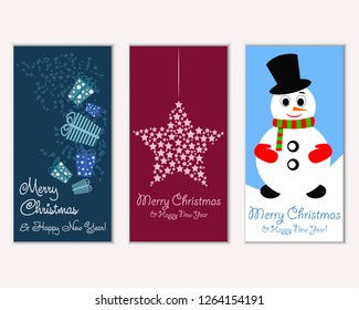 Vector illustration of winter holidays greeting cards