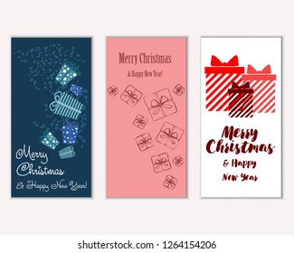 Vector illustration of winter holidays greeting cards
