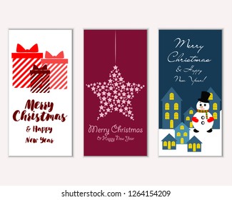 Vector illustration of winter holidays greeting cards