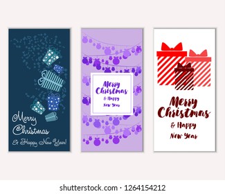 Vector illustration of winter holidays greeting cards