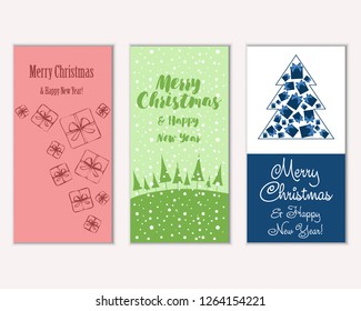 Vector illustration of winter holidays greeting cards