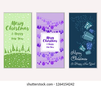 Vector illustration of winter holidays greeting cards