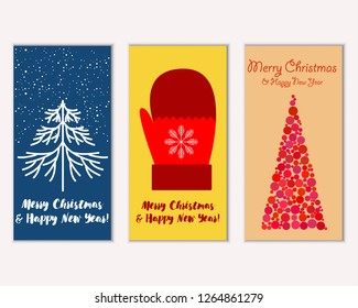 Vector illustration of winter holidays greeting cards