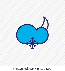 Vector illustration of winter icon colored line. Beautiful sky element also can be used as moon with snow icon element.