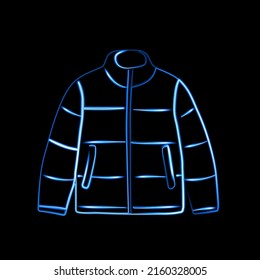 Vector illustration of a winter jacket with a neon effect.