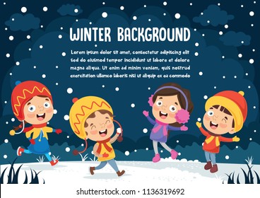 Vector Illustration Of Winter Kids
