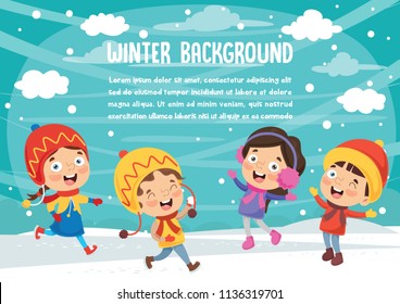 Vector Illustration Of Winter Kids