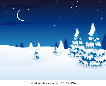 Vector Illustration of a Winter Landscape