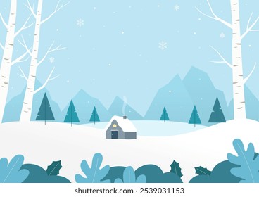 Vector illustration of winter landscape.