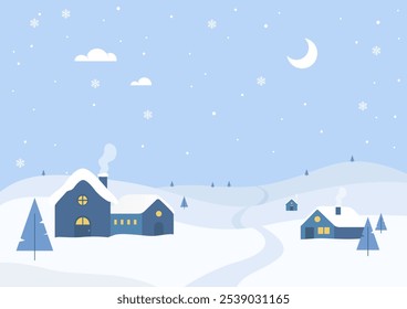Vector illustration of winter landscape.