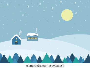 Ilustración vectorial del paisaje invernal.