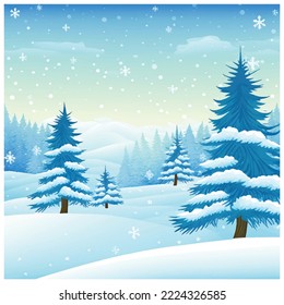 Vector illustration of winter landscape background, new year 2023