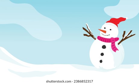 Vector illustration winter landscape background, merry christmas background, copy space