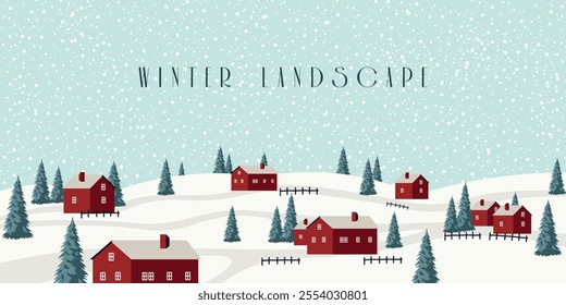 Vector illustration. Winter landscape background, banner, postcard. Winter holidays. Modern design.