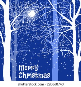 Vector illustration. Winter landscape. Merry Christmas.