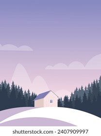 Vector illustration. Winter landscape, winter nature. Design for postcard, poster, banner.