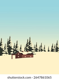 Vector illustration. Winter landscape, postcard, cover, poster. Winter, nature, new year, christmas, winter forest.
