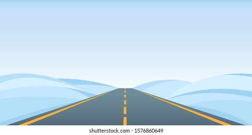 Vector illustration: winter landscape with road.