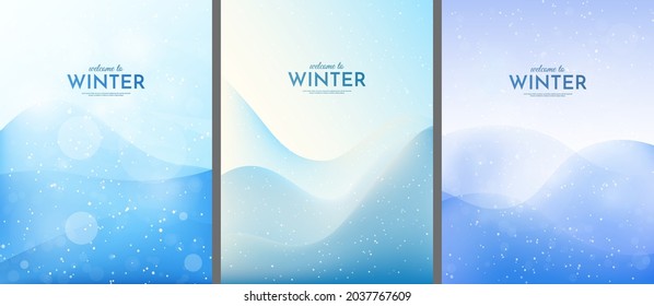 Vector illustration. Winter landscape. Snowy backgrounds. Snowdrifts. Snowfall. Clear blue sky. Blizzard. Snowy weather. Design elements for poster, book cover, brochure, magazine, flyer, booklet