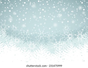 Vector illustration Winter landscape with trees and snow