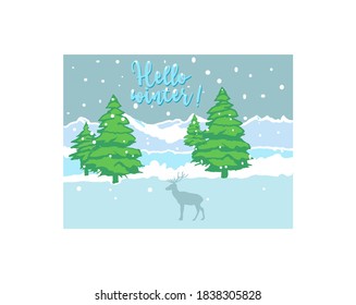 Vector illustration winter with lettering 