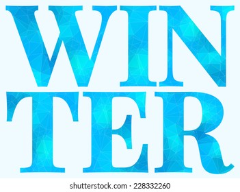 Vector illustration of  Winter lettering in polygonal style