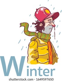 Ilustración vectorial de un hombre de invierno