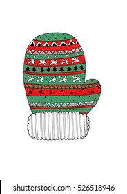 Vector illustration winter mittens in children's style. Winter holidays.