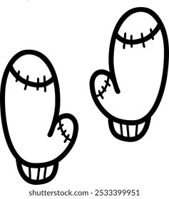 Vector illustration of winter mittens. Doodle style on an isolated background
