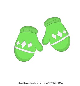 Vector illustration winter mittens. Lace gloves on a white background.