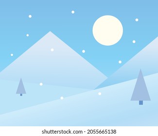 vector illustration of winter mountain landscape