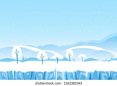 Vector illustration. Winter Mountains landscape