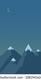 Vector illustration: Winter Mountains landscape with pine forest. Christmas background

