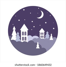 Vector illustration of winter night