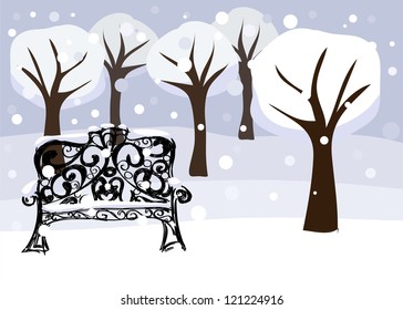 vector illustration of winter park