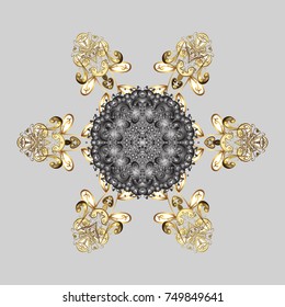 Vector illustration. Vector winter pattern. Abstract background with Floral Elements. Design on gray, brown and beige colors.