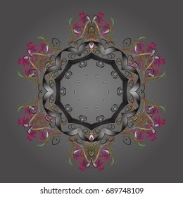 Vector illustration. Winter pattern made of snowflake on colorful background. Flat lay. Winter concept.