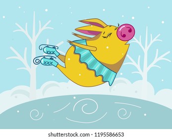 Vector illustration winter pig