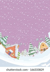 Vector illustration, winter postcard, card concept.