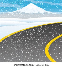 Vector illustration. Winter road.