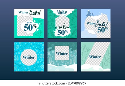 Vector illustration Winter Sale Social Media Post Template