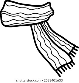 Vector illustration of a winter scarf. Doodle style on an isolated background