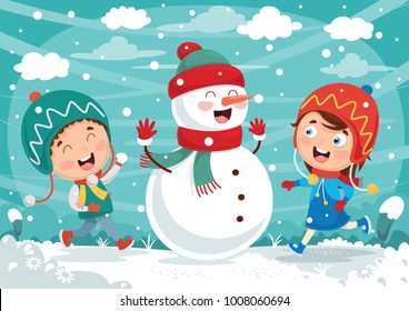 Vector Illustration Of Winter Scene
