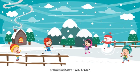 Vector Illustration Of Winter Scene