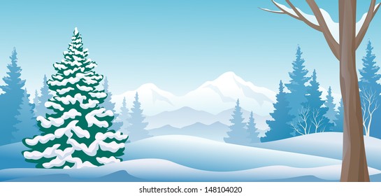 Vector Illustration Of A Winter Scene