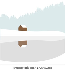 Vector illustration of winter scene with mountains landscape for christmas background.