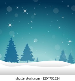 Vector Illustration: Winter Scene With Snowy Landscape. Background. EPS 10